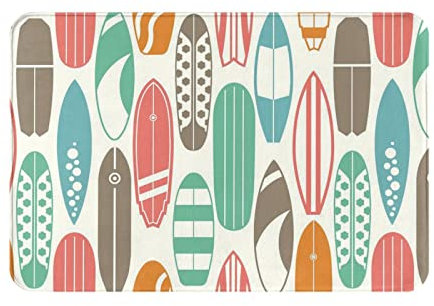 ZORIN Flanell-Fußmatte, buntes Surfbrett, Surfen, Sport, rutschfest, saugfähig, Teppich-Fußmatten, für Schlafzimmer, Küche, Eingang, Badezimmer, 60 x 40 cm