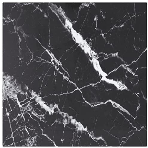Homgoday Schwarze Tischplatte 60 x 60 cm 6 mm aus gehärtetem Glas in Marmoroptik, Esstisch, Küchentisch, Gartentisch, Outdoor-Tische