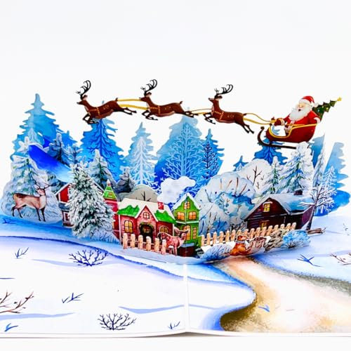 Three Dee Cards - Nacht vor Weihnachten 3D Pop-Up Weihnachtskarte, Geldgeschenk für Tochter, Sohn, Ehemann, Ehefrau, Bruder, Schwester, Mama, Papa, Familie, Weihnachtsgrußkart