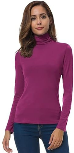 VEARZ® Womens Polo ROLL Neck Jumper - Ladies Long Sleeves Plain Stretchy HIGH Neck Pull Over Sweater Turle Neck Top (L/XL (UK 16-18), Fuchsia)