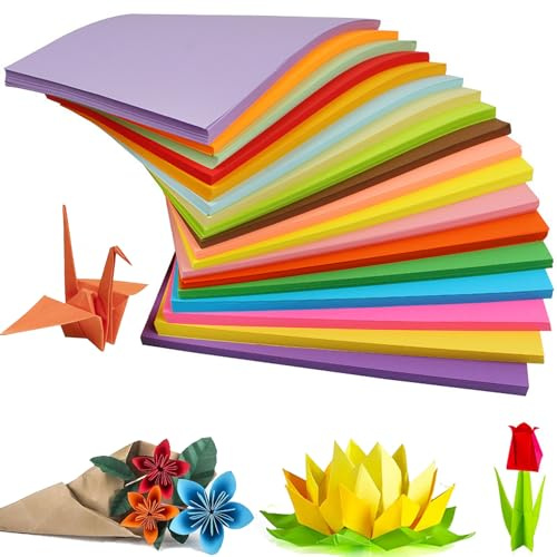 100 Blatt Buntes Papier A4, Cezmkio Farbiges Origami Papier Faltpapier in 20 Farben, 70g/m²papier A4 Handgemachtes Kopierpapier Pastellpapier Cardstock für DIY