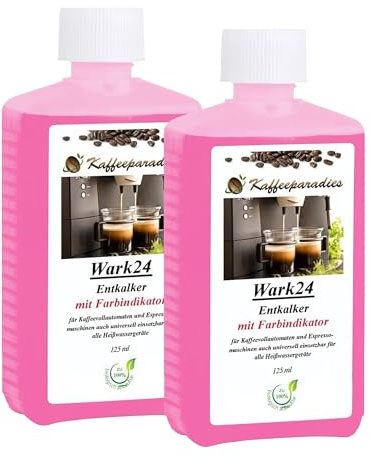 Wark24 Universal Entkalker 2 x 125 ml, mit Farbindikator, 100% biologisch abbaubar und umweltfreundlich, für Kaffeevollautomaten, Bügeleisen & Wasserkocher