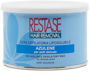 RESTASE | Cire dépilatoire liposoluble, azulène, peaux délicates, 400 ml, fabriquée en Italie