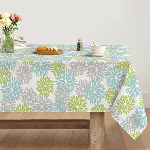 Artoid Mode Blumen Grün Dahlien Herbst Tischdecke 140x110 cm, Saisonnal Fall Fleckschutz Tischwäsche Küche Dekoration Urlaub Party Dekor