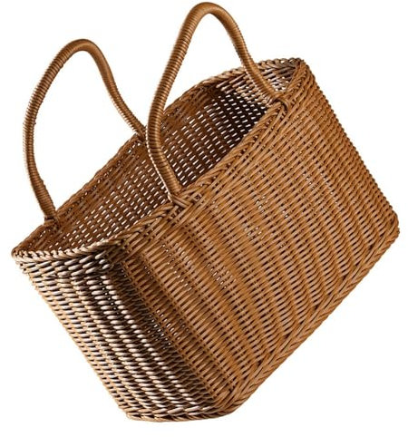 HLHLOP777 Frutero Cesta de Frutas, Cesta de Mimbre for Picnic, Cesta de Frutas de Mimbre Estilo Vintage con Mango Tejido Plegable for Picnic, Camping, al Aire Libre Canasta de Frutas