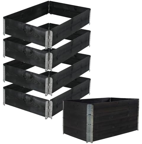 TRUTZHOLM Hochbeet 4er Set Palettenrahmen Pflanzbeet 120x80x80 cm aus Holz schwarz Garten Balkon stapelbar