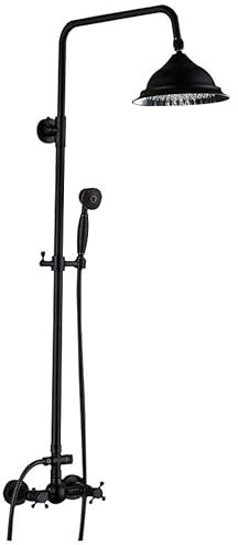 Mitigeur de douche, style rétro, en acier inoxydable, avec douchette à effet pluie, 80-120 cm, noir