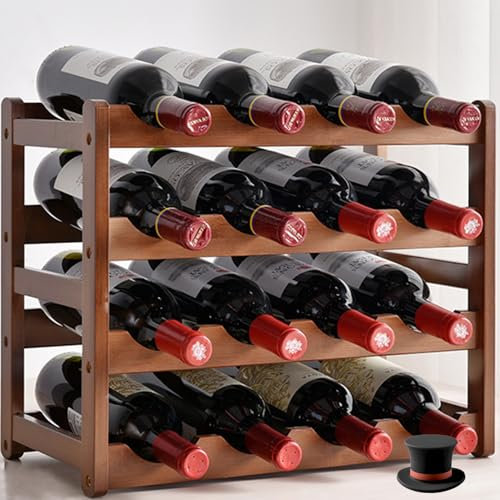 Wenbones Étagère à Bouteilles Rangement à vin à 4 Niveaux, Porte Bouteille 16 Bouteilles, Casier à Bouteilles pour Cave De Bar De Cuisine Multi Fonctionnel,pour la Maison, Le dîner