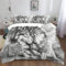 XCQHZYQ Bettwäsche 3teilig 155x220 cm Handbemalt Tiere Wölfe Grau Bettbezug mit 2 Kissenbezug, Bettwäsche Set Polyester Baumwolle mit Reißverschluss, weich und bügelfrei