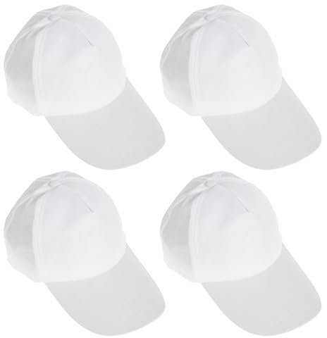 arrderly 4 Stück Graffiti Kappe DIY Kappe Kinder Weiß, DIY Baseballcap, Kreative Unbelegte Kunst Anstrich Hut Mütze Kappen für Indoor Family Interaktiv Aktivitätsset