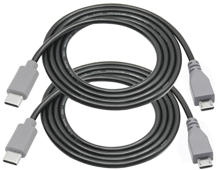 Riertostng 2 Piezas USB C a Micro USB Cable de Datos de Carga, USB Tipo C Macho a Micro USB Macho Cable de alimentación con característica OTG, portátil Compatible, teléfono Celular, Tableta (1M/3FT)