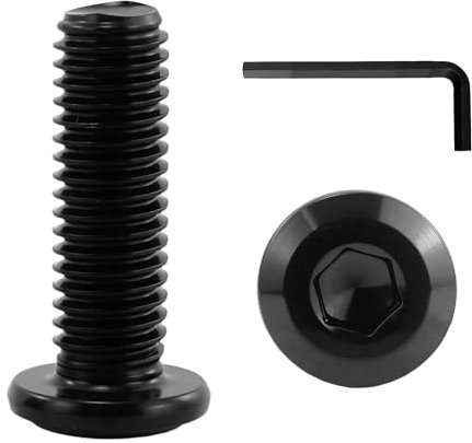 22 viti a testa piatta M8 x 25, viti a testa bombata in acciaio inox con 1 chiave esagonale da 5 mm, filettatura completa (nero)