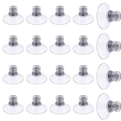 Flintronic 20 Piezas Ventosas de Plástico Transparente, Ø 30 mm Ventosas con Tuerca y rosca, Tornillo Fuertes de PVC Soporte para Vidrio tela de Sombra coche pared baño Puerta Ventana (Transparente)