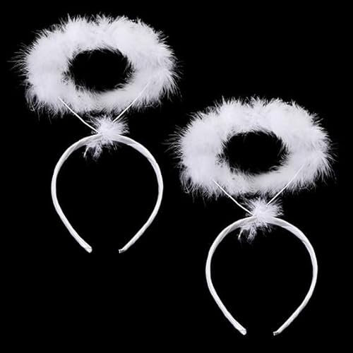 LUYANFX Serre Tete Ange Blanc Oreole Ange Blanche Auréole D'ange Serre Tete Carnaval Accessoires Déguisement Serre Tête Ange Femme pour Fêtes à Thème, Mariages, Cosplay (2 PCS)