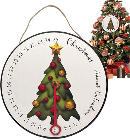 Adventskalender-Schild, -Adventskalender, Countdown-Kalender, Wandschild, Countdown-Uhr, saisonale Bauernhaus-Dekoration für Wohnzimmer, Schlafzimmer