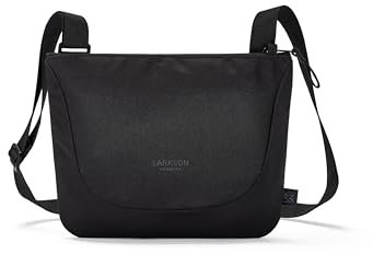 LARKSON Umhängetasche Herren & Damen Schwarz - Henrik - Sacoche Bag Schultertasche Flach - Kleine Messenger Tasche zum Umhängen - Wasserabweisend