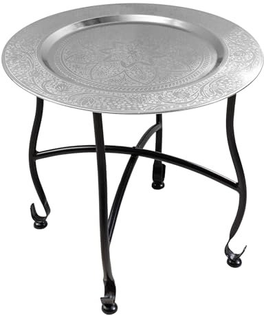 Riess Ambiente Beistelltisch MARRAKESCH - 40cm - Silber - Teetisch abnehmbares Tablett klappbar