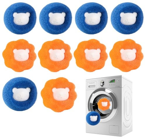WeddHuis 10 Pièces Réutilisables, Boules Anti-Poils, Enlève Poils d'animaux, Filtre à Peluches pour Machine à Laver, Attrape-Poils, Boule Anti Poils, Balle de Lavage, pour Vêtements et Literie