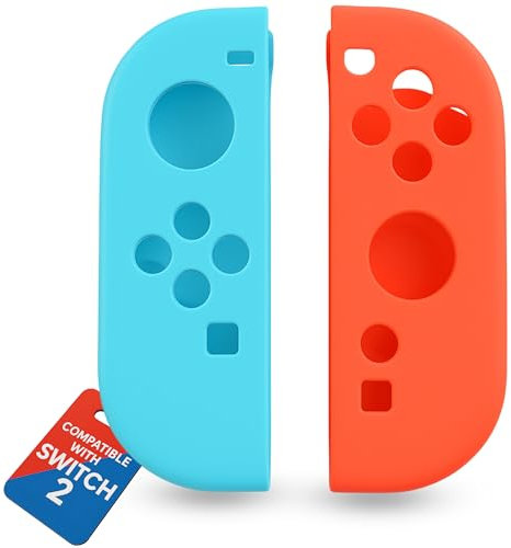 MatoSan® Juego de fundas de silicona para mando Switch 2, 2 unidades, con agarre mejorado, accesorios para Switch 2 (azul y rojo)