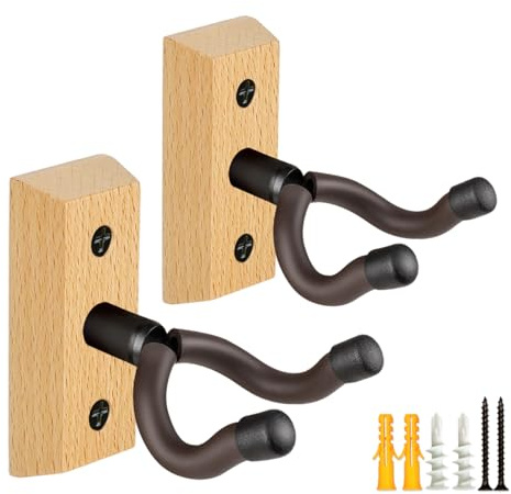 Gitarren-Wandhalterung, 2 Stück, Buchenholz, U-förmige Gitarrenwandaufhängung, Gitarrenhalter-Hakenständer, Wandhalterung, Gitarrenzubehör für Akustik-, E-Gitarre, Banjo, Bass, Ukulele