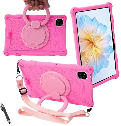 zZjoOoj Case for AllDOCUBE iPlay 60 Mini/50 Mini/60 Pro/Doogee T20 mini Tablet Case, Protective Silicone Shockproof Tablet Protective Case with Stand Function (Pink)