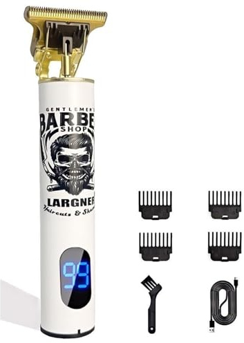 Tondeuse à barbe pour homme – Tondeuse à cheveux rechargeable pour homme, ensemble de toilettage professionnel sans fil avec lame en T zéro écart, écran LCD