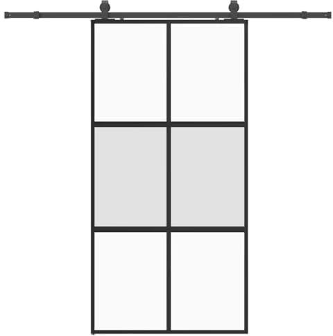 vidaXL Schiebetür mit Beschlag Schwarz 102,5x205 cm Hartglas