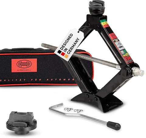 HEYNER® Scherenwagenheber Set 1,5 t, für Mercedes, 116-397 mm Hubhöhe | für Mercedes passende Gummiauflage, inkl. Kurbel, Tasche, 360° Gummiauflage mit Schlitz & Haltespangen, TÜV-Zertifiziert