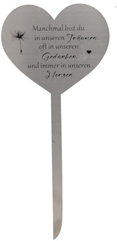 Hoypeyfiy Wetterfestes Metall-Herz mit Spruch, Tröstende Worte Immer in unseren Herzen, Zeitlose Grabedeko zum Gedenken