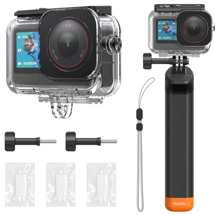 TELESIN wasserdichte Hülle Set für DJI Action 6, Unterwassergehäuse mit Schwimmender Selfie Stick & Schnellwechselhalterung, 60M/196FT Tauchgeeignet für Schnorcheln & Tauchen, Action 6 Zubehör