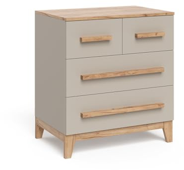 VitaliSpa Kommode Malia, Cashmere/Artisan, 80 x 88 cm | mit 4 Schubladen, zur Aufbewahrung und kombinierbar mit Malia Möbeln