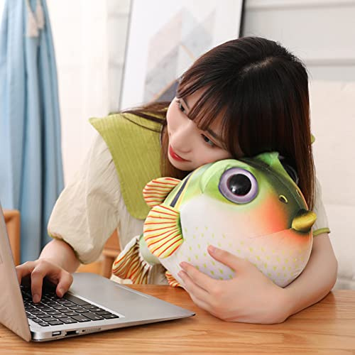 Kugelfisch-Plüsch-weiches Stofftier-Spielzeug für Kindersofa-Dekoration, Hochwertiges Flauschiges Wurfkissen für Kindertagsgeschenke (Green)
