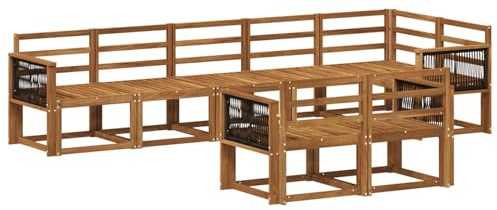 vidaXL Outdoor-Sofagarnitur 8 pcs Natur Massivholz Akazie, Moderne Sofa für draußen, Gartenmöbel-Set, wetterfest, gemütliche Terrassen-Lounge