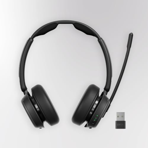 EPOS Impact 1000 MS UC ANC Kabelloses Bluetooth-Headset mit USB-C + USB-A Adapter für PC und Mac – On-Ear Business-Headset mit Adaptivem ANC und KI-Geräuschunterdrückung