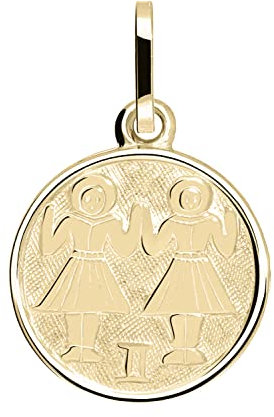 My Gold Damen Kinder Anhänger Sternzeichen ZWILLINGE Gold 333 (Ohne Kette) Gelbgold (8 Karat) Ø 12mm Rund Tierkreiszeichen Zodiac round A-06017-G303-Zwi