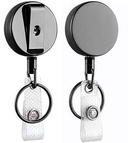 Heavy Duty badge supporto retrattile, sarà bene metallo porta badge con clip da cintura portachiavi fori ID card Keychain , 2 pezzi