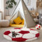 Carpettex Kinderteppich Fußball-Design Rot 120 cm Rund - Hochflor Teppich Kinderzimmer für Mädchen und Jungen Super Weich Flauschig - Runder Spielteppich Babyteppich Gaming Teppich Babyzimmer