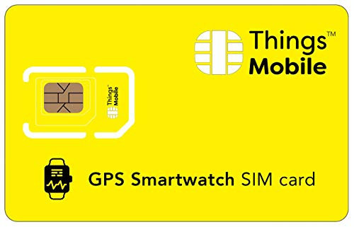 Tarjeta SIM para SMARTWATCH/Reloj Inteligente con rastreador GPS -Things Mobile - con Cobertura Global y Red multioperador GSM/2G/3G/4G, sin costes fijos. 60€ de crédito Incluido