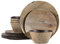 Craft & Kin Service de table – 12 pièces – Assiettes et bols d'été en mélamine – Idéal pour le camping – Service de table pour 4 personnes – Passe au lave-vaisselle (grain de bois)