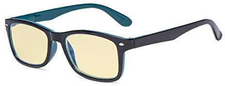 Eyekepper Blue Light Blocking Computer Reading Glasses Women Men with Yellow Tinted Filter Lens - Classic Readers - Black Blue