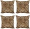 ABAKUHAUS Leopard-Druck Dekokissen Kissenbezug 4er Pack, Wildtierhaut, Modern Accent Doppelseitiger Digitaldruck, 50 x 50 cm, Pale Braun Schwarz