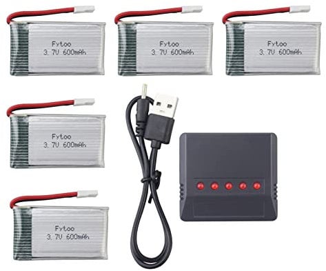ZYGY 5PCS 3.7V 600mah Lipo-Battery with 5 in 1 Charger for MJX X708 X708W X709 UDI U45 U45W U42 U42W SYMA X5C X5SW X5SC S5 S5C S5W E32HW SS40 FQ36 T32 T5W H42 CW4 RC Quadcopter Drone battery