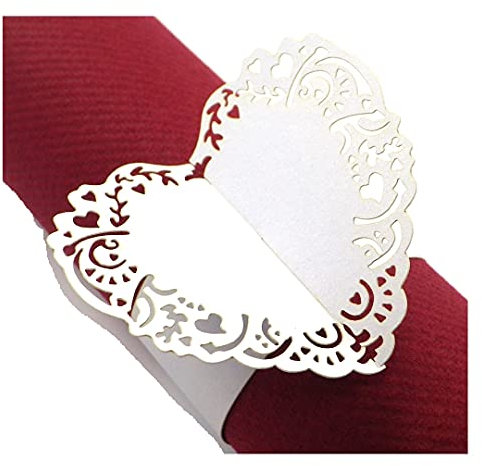 50 Serviettenringe Servietten Ringe Tischdeko Serviettenhalter Hochzeit Herz 2 (S-PANARG-herz2-50)