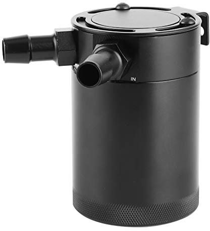 Lata Recolectora de Aceite, decantador aceite coche 2 Puertos Lata Recolectora de Aceite Tanque de Depósito con Deflector de Aleación de Aluminio Accesorio Universal para Lata de Recogida de Aceite