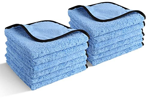 Bust-HOP - Asciugamani in microfibra per auto, lavaggio auto e pulizia dettagliata, con panno in microfibra senza bordi in seta, 40,6 x 40,6 cm, confezione da 12