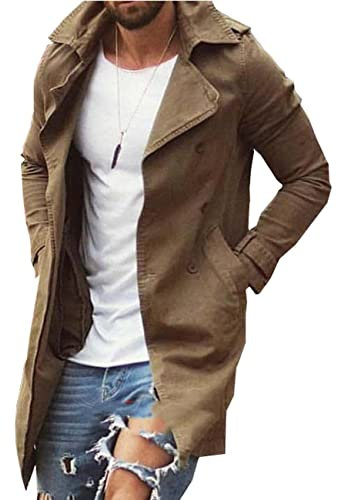 BAIXIAOCHI Veste De Printemps Pour Hommes Mi-Longue Mince Coupe-Vent De Grande Taille Veste DéContractéE Pour Hommes