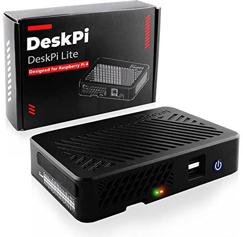 GeeekPi DeskPi Lite Raspberry Pi 4 Gehäuse - Mit Netzschalter/Kühlkörper mit PWM-Lüfter/Dual Full-Size HDMI/Extra Zwei USB-Ports für Raspberry Pi 4B