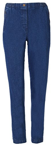 Eitex Seniorenmode24 Damen Jeans Seniorenjeans Schlupfhose mit Gummizug Kurzgröße ideal für pflegebedürftige Omas einfach anzuziehen und super pflegeleicht