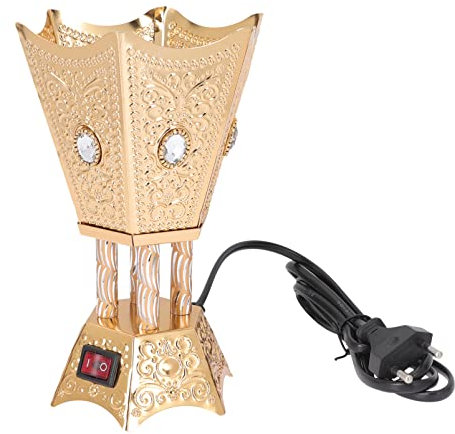 DOITOOL Elektrische Räucherbrenner Eisen Metall Censer Brenner Halter Oud Frenzsense Harzbrenner Holzkohle Herd Buddhist für Kegelstabspule Büro Tee House Geschenke