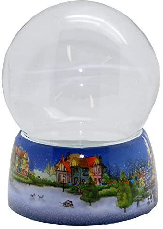 70013 Bastelset DIY Mega Schneekugel Do it Yourself mit Glaskugel und Porzellansockel Winterlandschaft Weihnachtsmarkt Spieluhr möglich – 150mm Durchmesser
